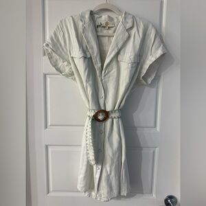 White Button-Up Mini Dress